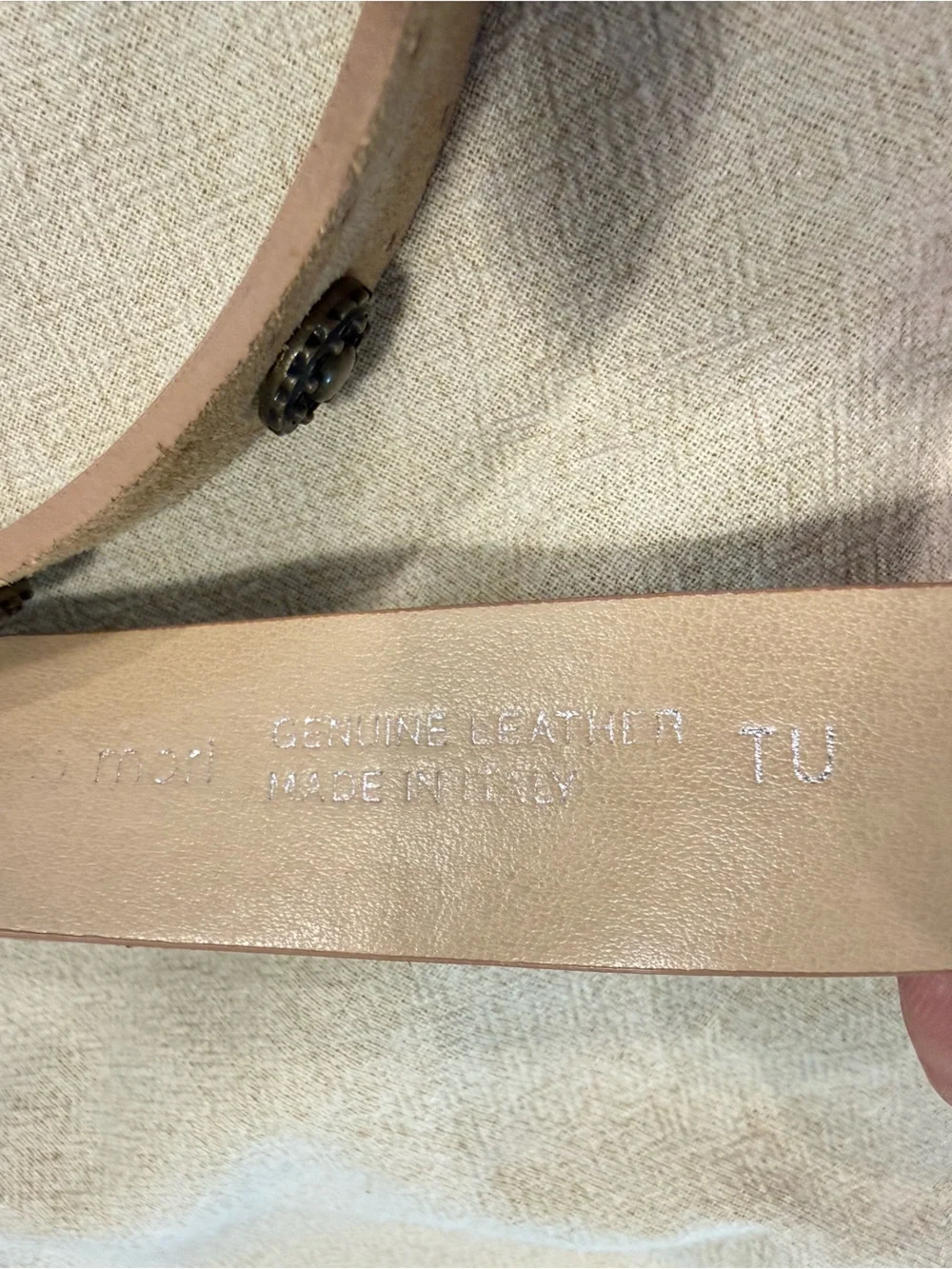 Mori Italian tan leather versatile western metal studded belt 40”